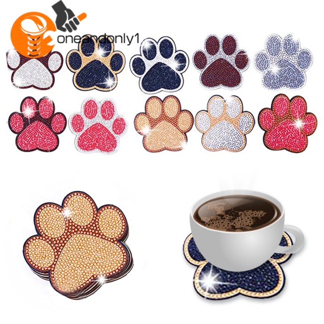 Bộ 10 Đế Lót Ly Cách Nhiệt Hình Bàn Chân Mèo Dễ Thương Diy