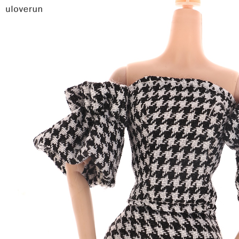Uloverun Đầm Búp Bê Tay Phồng Họa Tiết Kẻ Ô Vuông 29cm Thời Trang Sáng Tạo Và Thiết Thực