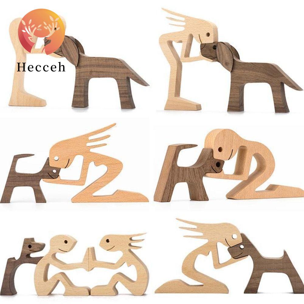 HECCEH Mô Hình Chú Chó Bằng Gỗ Thủ Công Dùng Trang Trí Bàn