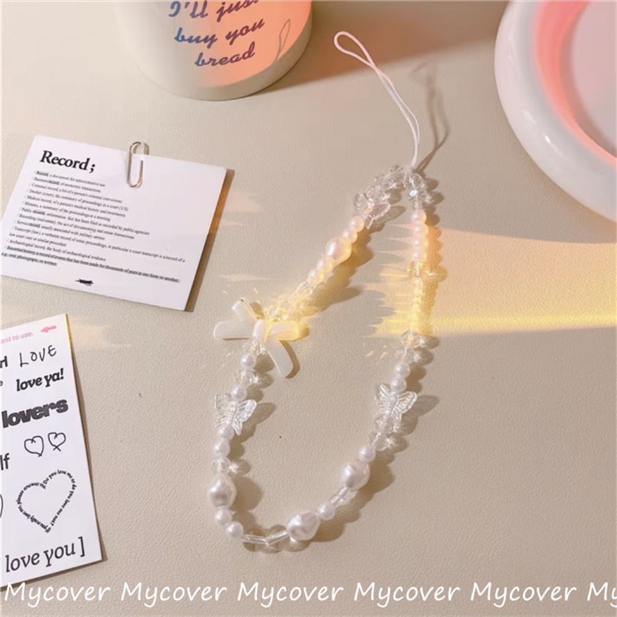 Ốp Điện Thoại Silicon Mềm Chống Sốc Hình Bướm Gắn Dây Đeo Chuỗi Hạt Cho iPhone 11 12 13 14 Pro Max X Xr Xs 8 7 6 Plus SE 2020