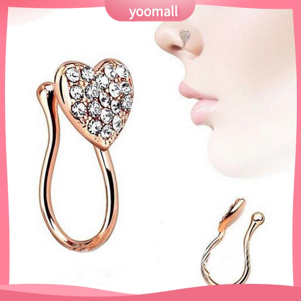 Khuyên Mũi Hợp Kim Đính Đá Hình Trái Tim Xinh Xắn