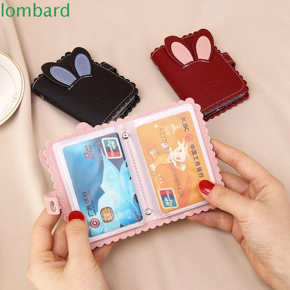 LOMBARD Ví Da PU Nhiều Ngăn Đựng Thẻ / Tiền Nhiều Ngăn Hình Tai Thỏ Dễ Thương Cho Nữ