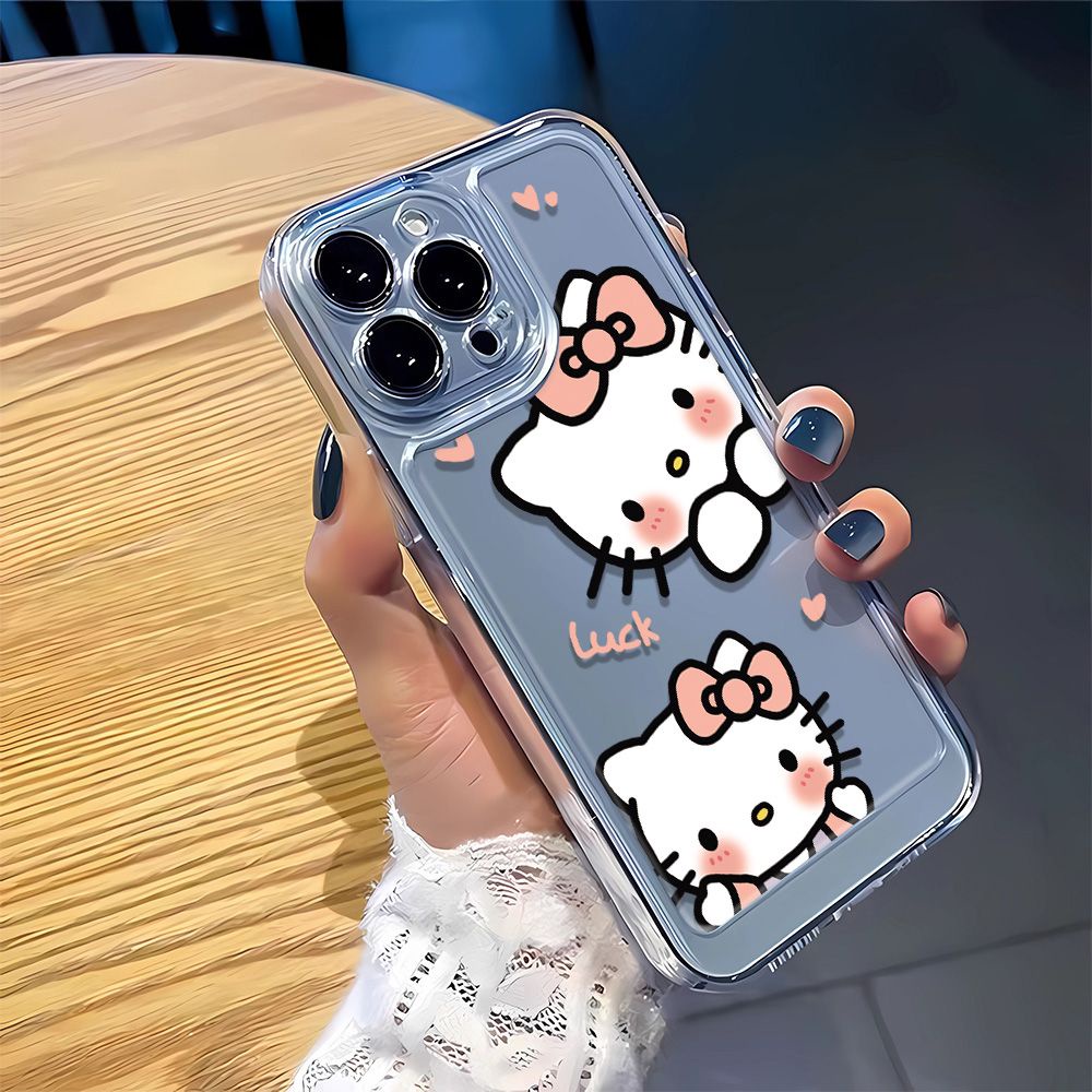 Ốp Điện Thoại Dẻo Họa Tiết Hello Kitty Và Trái Tim Dễ Thương Cho iPhone14Pro12 11 13 7