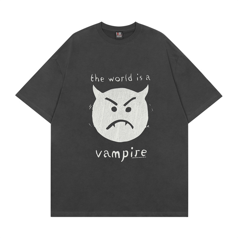 Áo Thun Cotton Tay Ngắn In Chữ Imp Devil Plus Size Vint2386