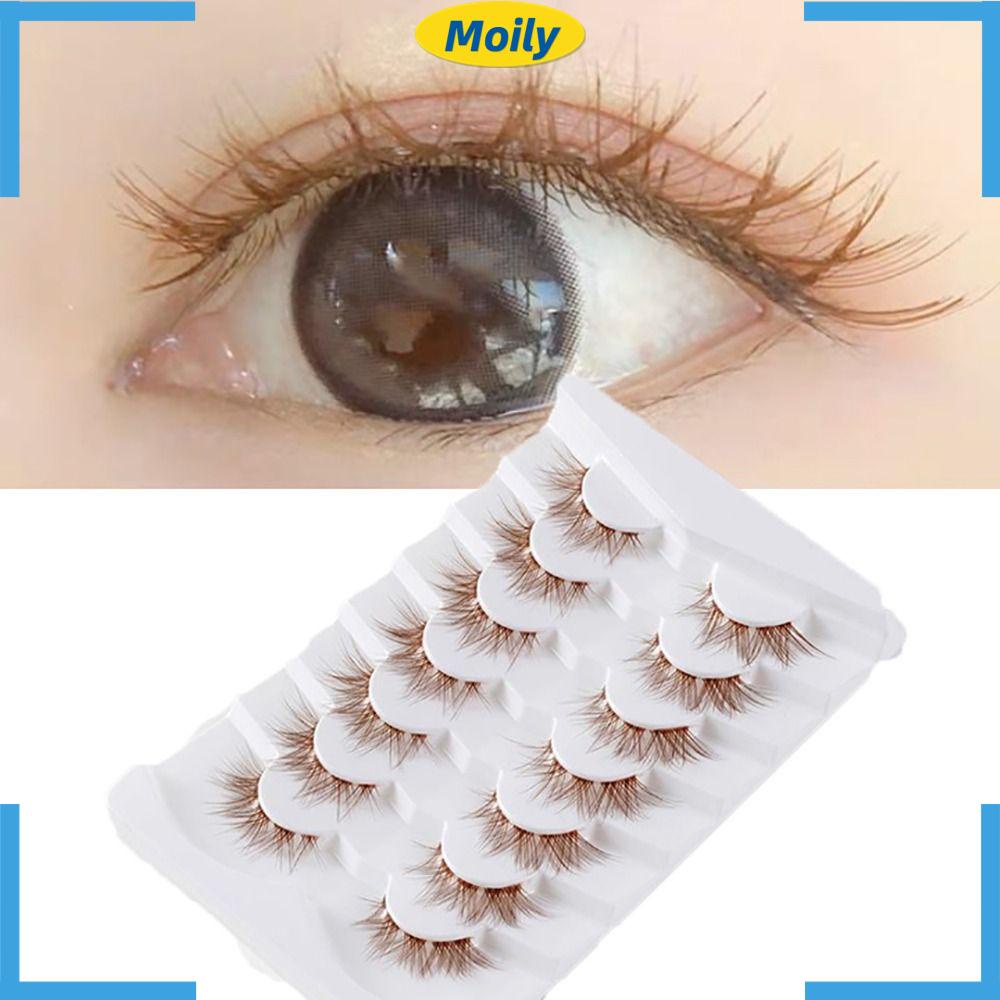 MOILYVN Set 7 Cặp Lông Mi Giả Màu Nâu Tự Nhiên Dành Cho Nữ