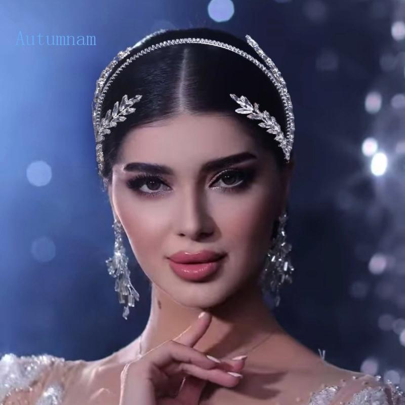 Băng Đô Cài Tóc Đính Đá Hình Lá Cây