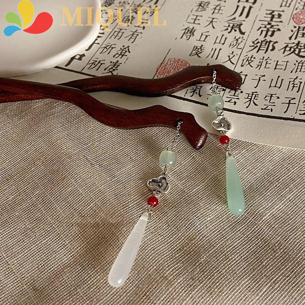 MIQUEL Trâm Cài Tóc Bằng Gỗ Phối Tua Rua Phong Cách Cổ Điển Thời Trang Cho Nữ