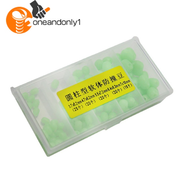Hộp 100 Hạt Nhựa Mềm Phát Sáng Nhiều Kích Cỡ Làm Mồi Câu Cá
