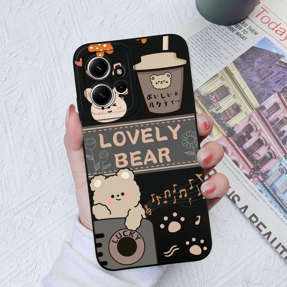 Ốp Điện Thoại Silicon Dẻo Góc Vuông Hình Gấu Và Hoa Xinh Xắn Cho Xiaomi Redmi Note 12 4G 5G Note12 6.67 Inch