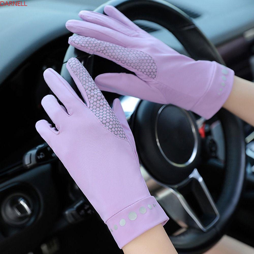 DARNELL Găng Tay Lái Xe Chống Nắng Tia UV Vải Lụa Lạnh Họa Tiết Chấm Bi Có Thể Chạm Màn Hình Cảm