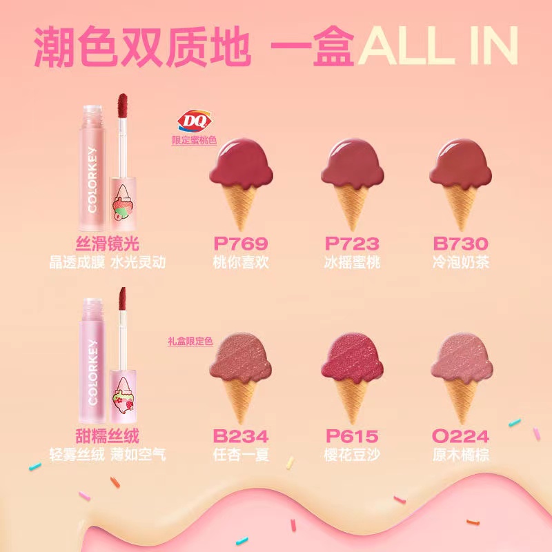 Set 6 Son Kem Lì Colorkey Collage # 23 Thiết Kế Vỏ Son Hình Que Kem Xinh Xắn