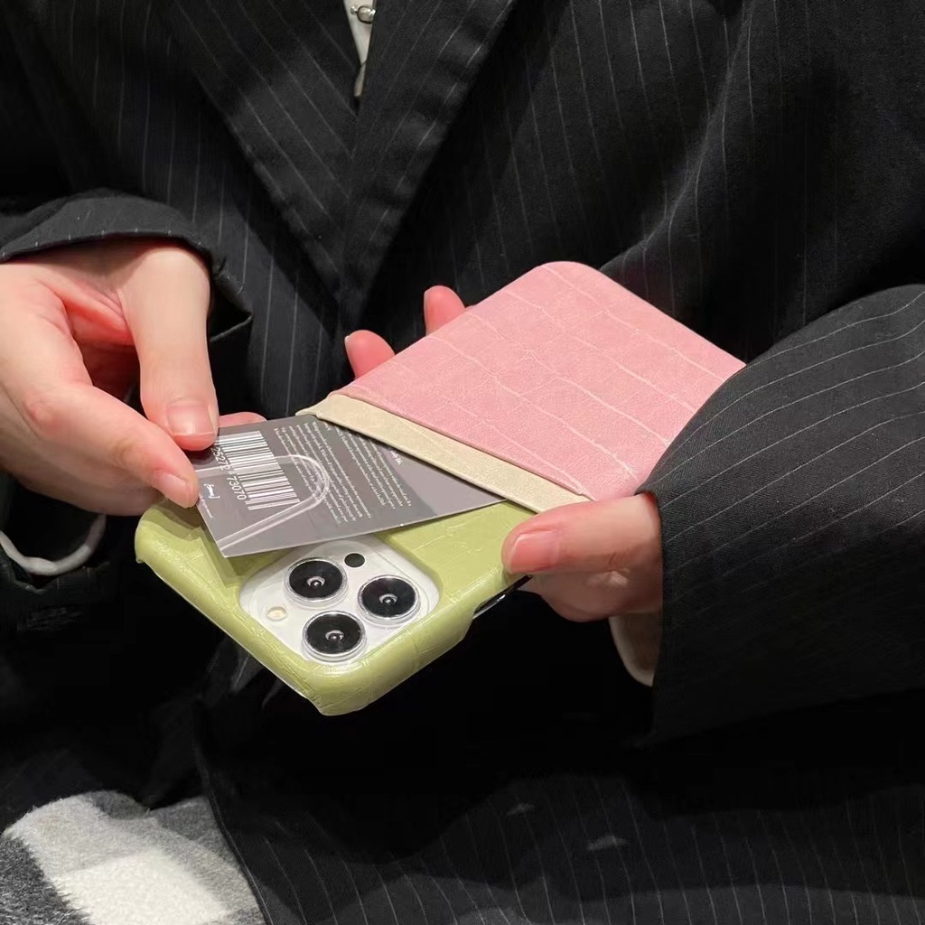 Ốp Điện Thoại Da Cá Sấu Có Ngăn Đựng Thẻ Cho iPhone14 14promax 14pro 13 13promax 13pro 12 12promax 12pro 11 11promax