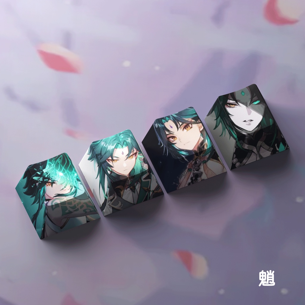 Bộ 4 Nút Bàn Phím Cơ Genshin Cherry Profile R4 PBT Xiao Kaedehara Kazuha Xiao Tartaglia Diluc Dễ Thương