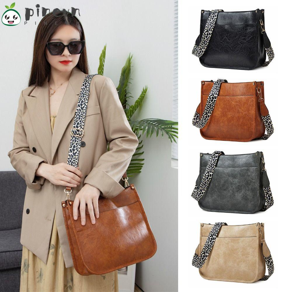 PINEVN Túi Xách Da PU Cỡ Lớn Họa Tiết Da Báo Tùy Chỉnh Phong Cách Boho Cổ Điển Thời Trang Cho Nữ