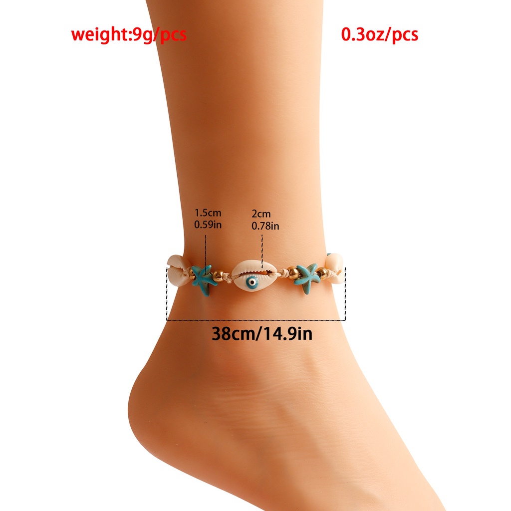 Lắc Chân Bện Dây Đính Vỏ Sò / Sao Biển Phong Cách Bohemian Thời Trang Mùa Hè Cho Nữ