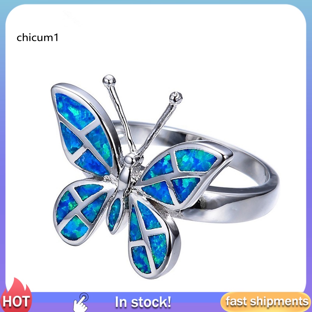 Nhẫn Hình Bướm Đính Đá Thanh Lịch Cho Nữ