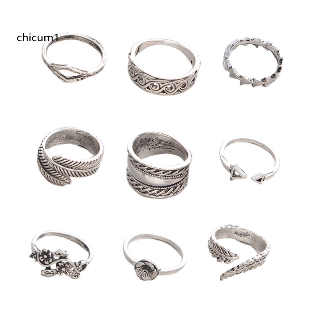Set 9 Nhẫn Đeo Khớp Ngón Tay Phong Cách Vintage