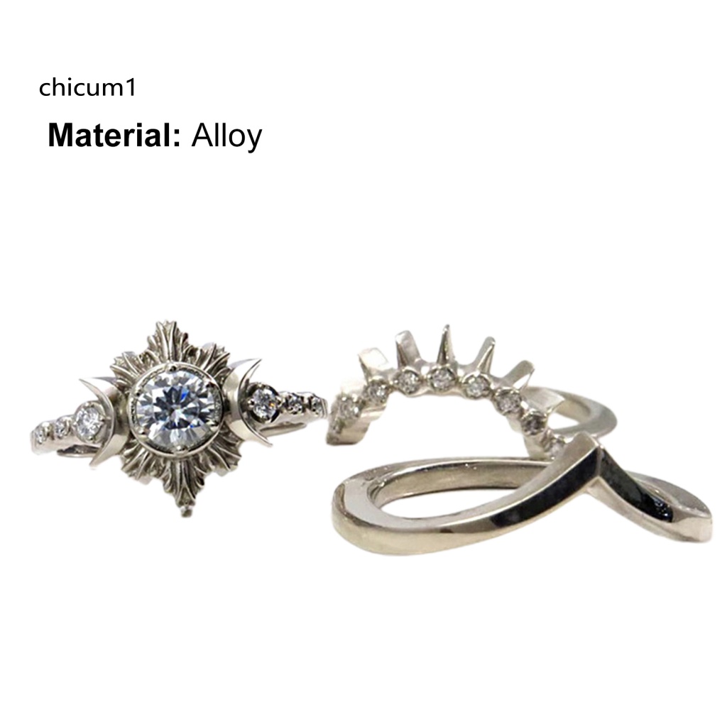 Set 3 Nhẫn Hợp Kim Nhiều Kiểu Dáng Phong Cách Bohemian