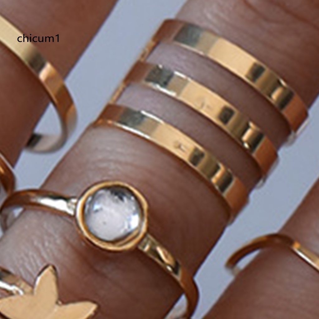 Set 14 Nhẫn Đeo Khớp Ngón Tay Mạ Điện Hình Trái Tim Sáng Bóng Unisex