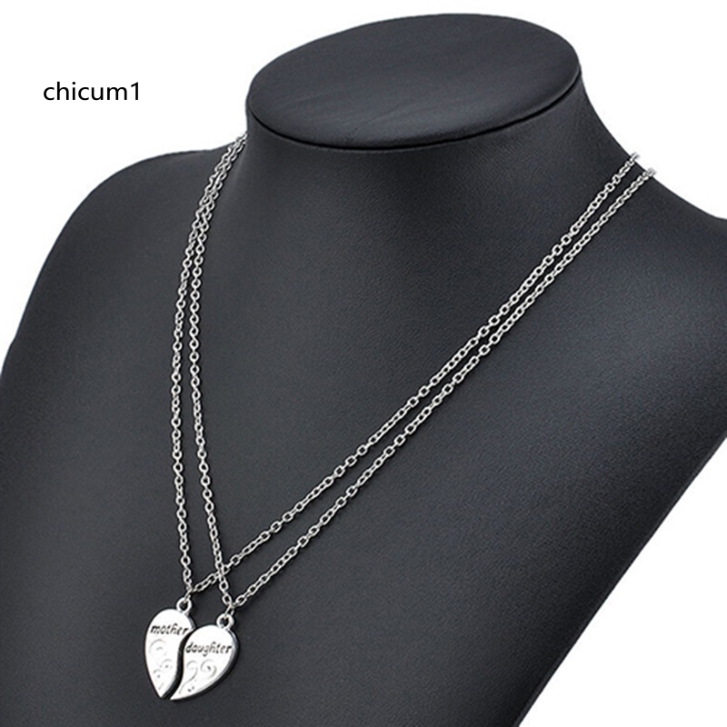 Set 2 Vòng cổ Ghép Hình Trái Tim Khắc Chữ Dành Cho Mẹ Và Con Gái