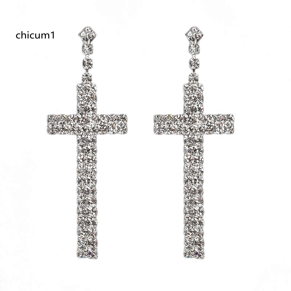 Bông Tai HìNh Chữ ThậP ĐíNh Đá NhiềU MàU SắC