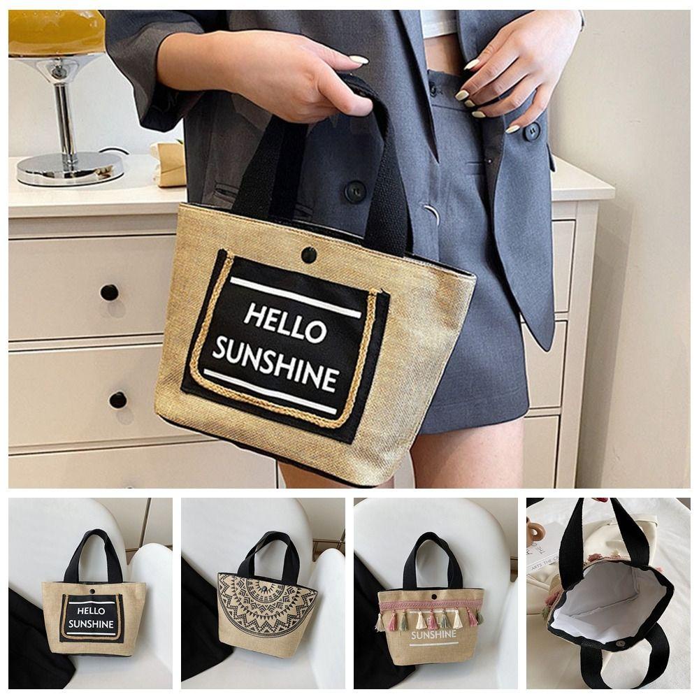 BLISS Túi Xách Vải Canvas Dệt Sức Chứa Lớn Đa Năng Phong Cách Nhật Bản