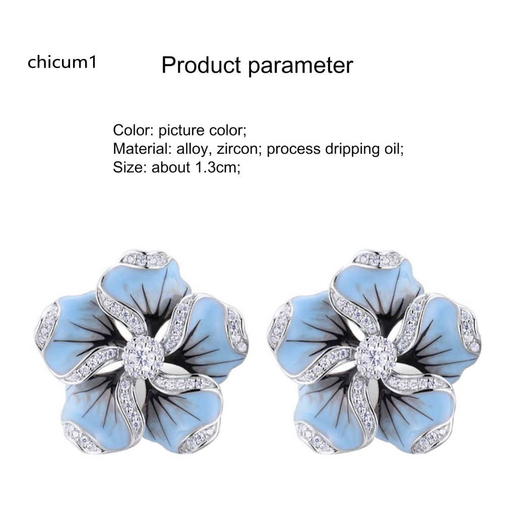 Khuyên Tai CC Hình Hoa Đính Đá Zircon Bằng Hợp Kim Không Gây Dị Ứng Cho Cuộc Sống Hàng Ngày