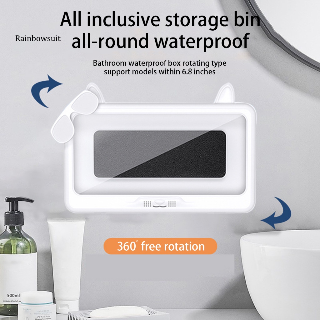 Giá Đỡ Điện Thoại Gắn Tường Chống Nước Chống Sương Mù Tự Dính Hình Tai Mèo Đa Năng Thông Dụng Cho Nhà Tắm / Toilet