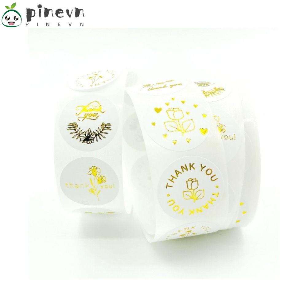 PINEVN Cuộn Nhãn Dán Thank You 1 inch Hình Tròn Màu Vàng Hồng Dùng Trang Trí Tiệc