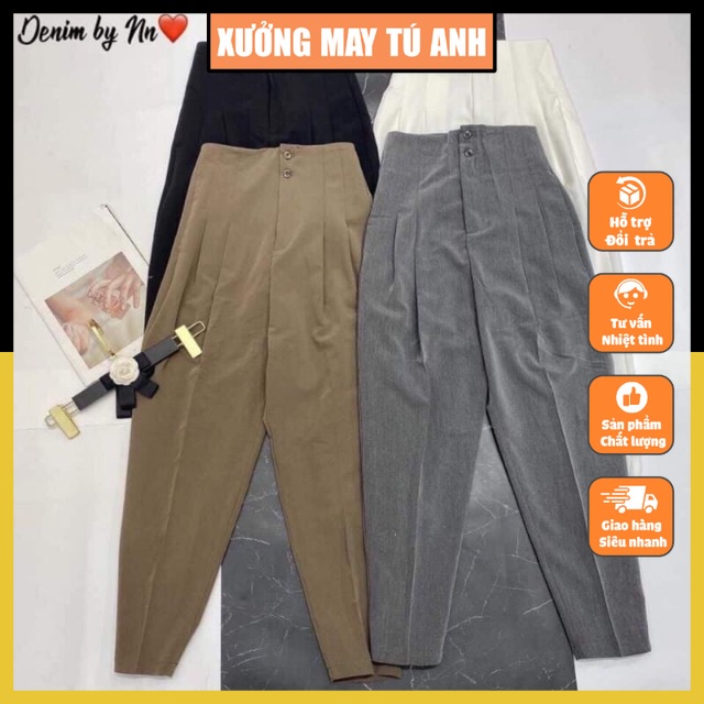 Quần baggi công sở cạp cao 2 khuy (ảnh thật)