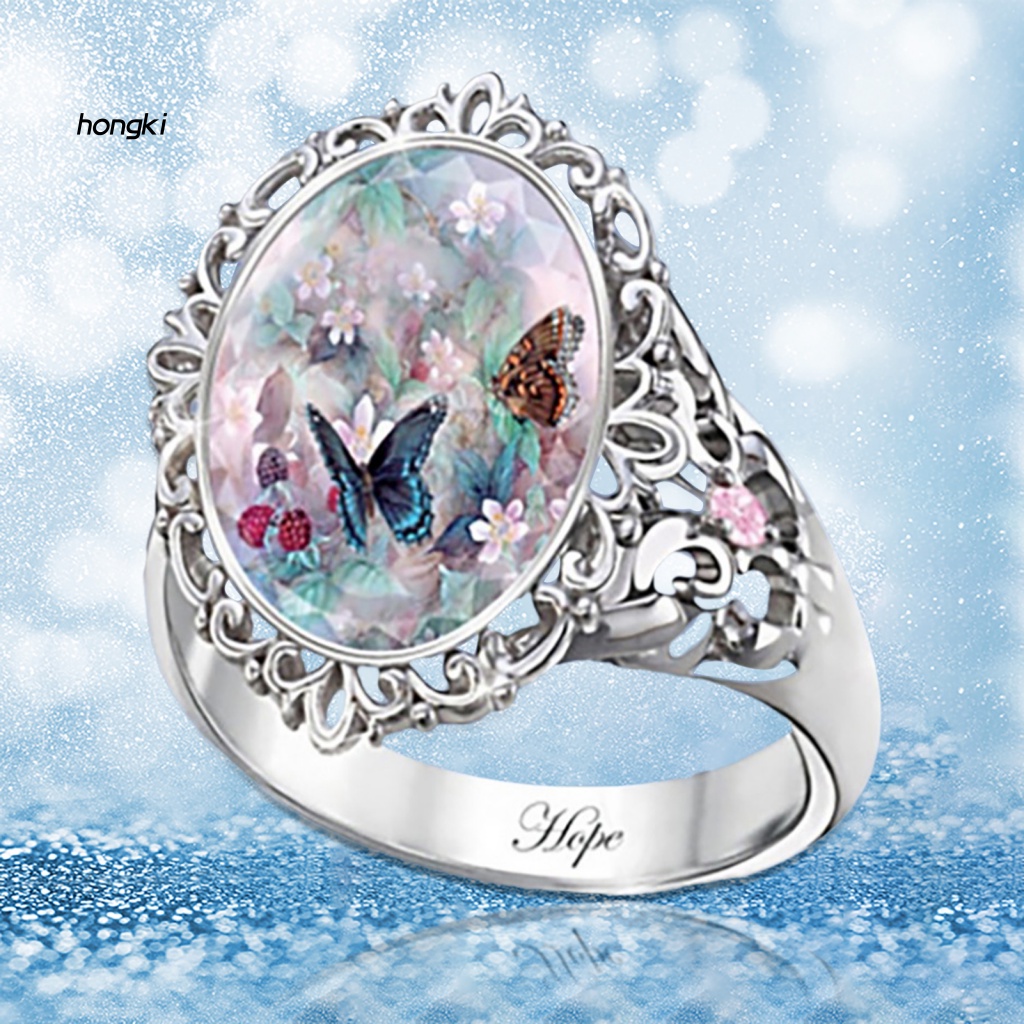 Nhẫn MặT HìNh Oval Và Hoa ĐíNh Kim Cương Giả ThờI Trang Cho Nữ