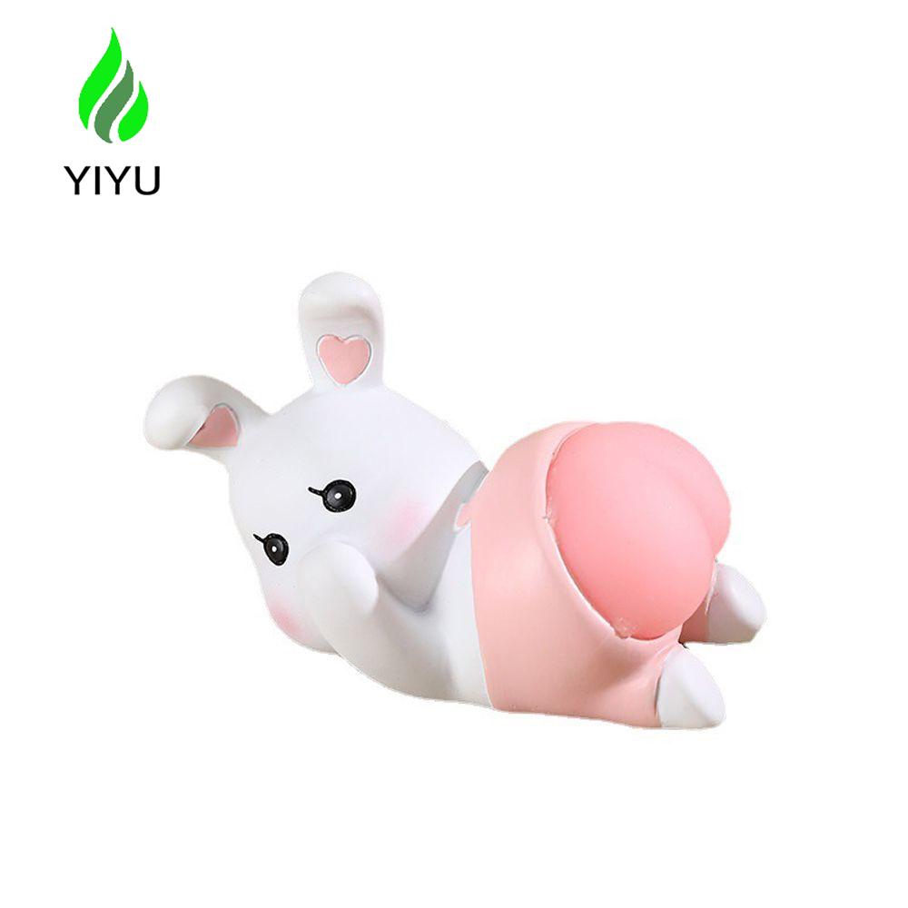 YIYU Đồ trang trí Thỏ Con Bằng Nhựa Resin Dễ Thương Dùng Trang Trí Bàn Làm Việc
