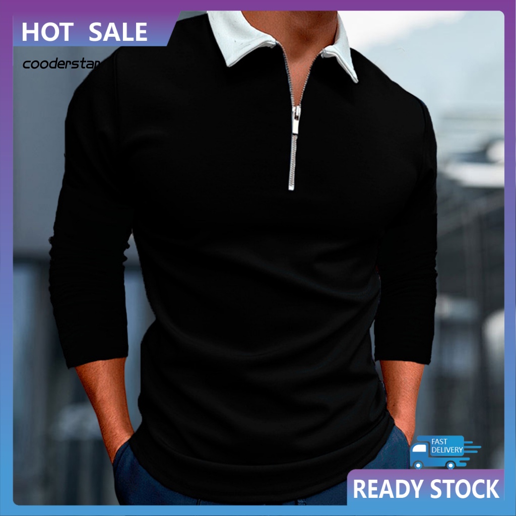 Áo Sơ Mi Tay Dài Cổ Bẻ Có Khóa Kéo Màu Sắc Thời Trang Công Sở Cho Nam