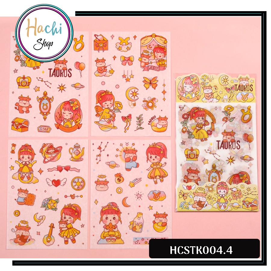 Nhãn dán 12 chùm sao siêu cute - Sticker 12 cung hoàng đạo dán sổ ghi chép hay trang trí đáng yêu HCSTK004