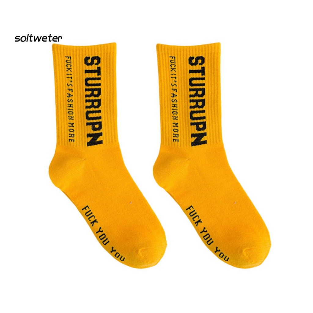 1 Đôi Tất Chân Cotton Siêu Mềm Mại In Chữ Tiếng Anh Thời Trang Cho Nữ