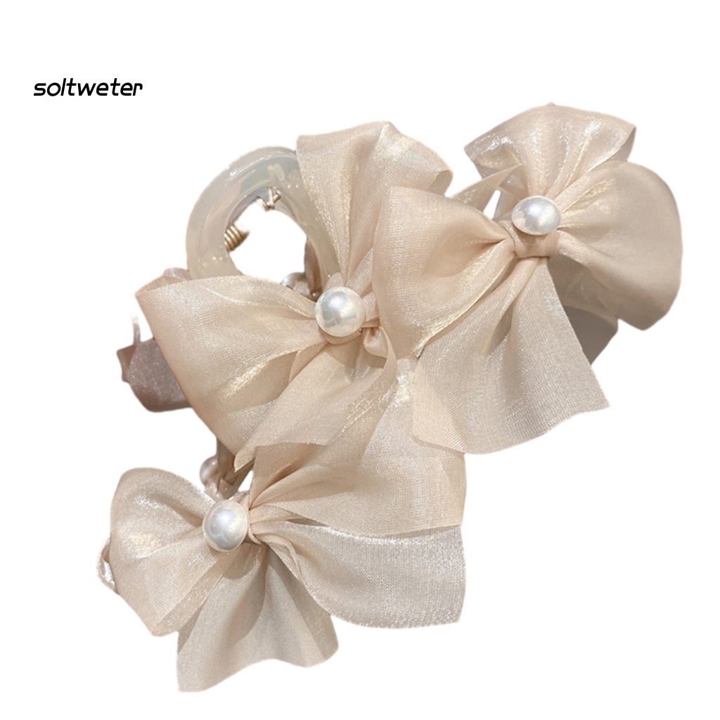 Kẹp Tóc Càng Cua Đính Ngọc Trai Giả Chống Trượt Có Răng Cưa Chéo Cỡ Lớn Thời Trang Dự Tiệc Cho Nữ