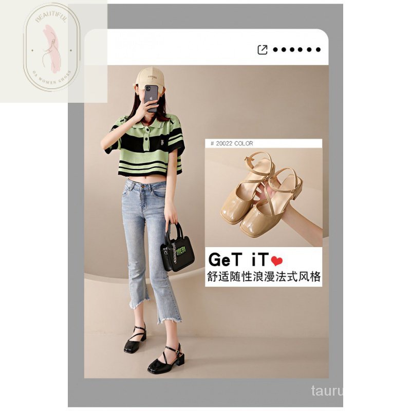Sandal Cao Gót 6-8cm Chất Liệu Cao Su PU Đế Dày Phong Cách Thời Trang 2023