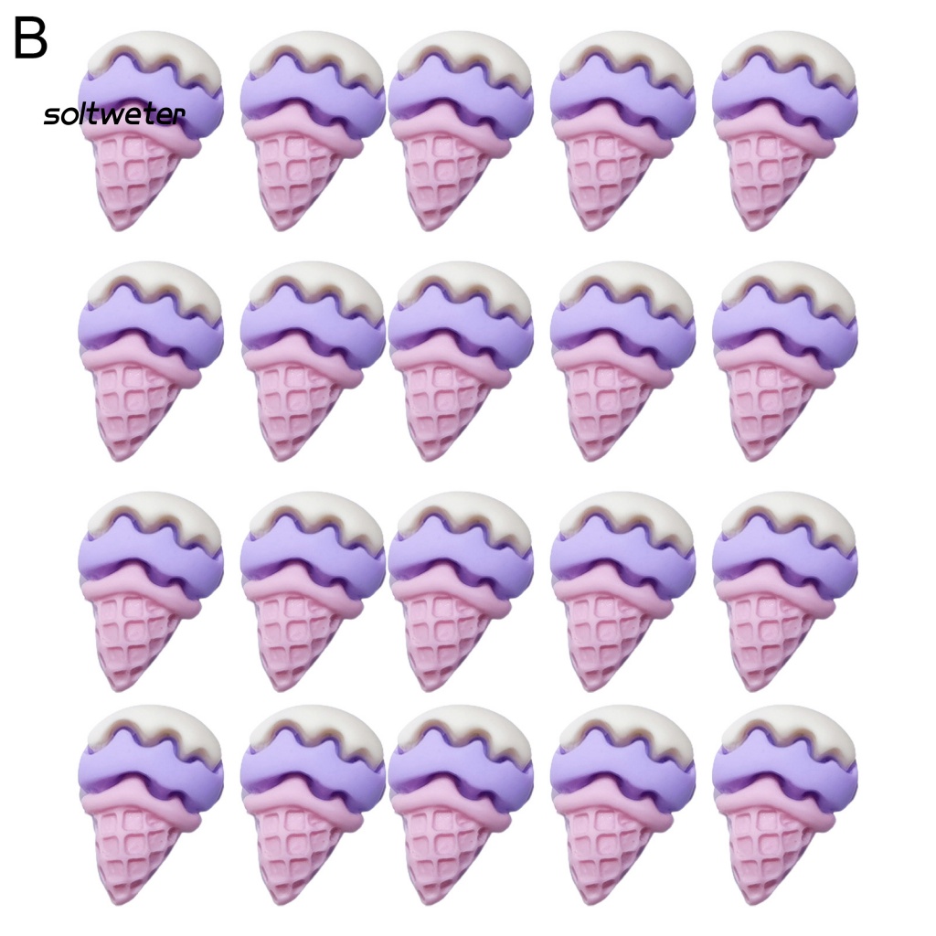 Bộ 20 Phụ Kiện Trang Trí Móng Tay / Điện Thoại Hình Cây Kem 3D Nhiều Màu DIY