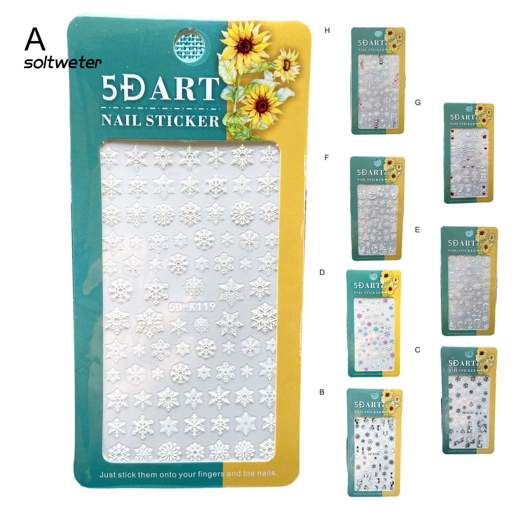 Miếng Dán Trang Trí Móng Tay Siêu Mỏng Họa Tiết Giáng Sinh Tinh Tế Dính Chắc Chắn Charms
