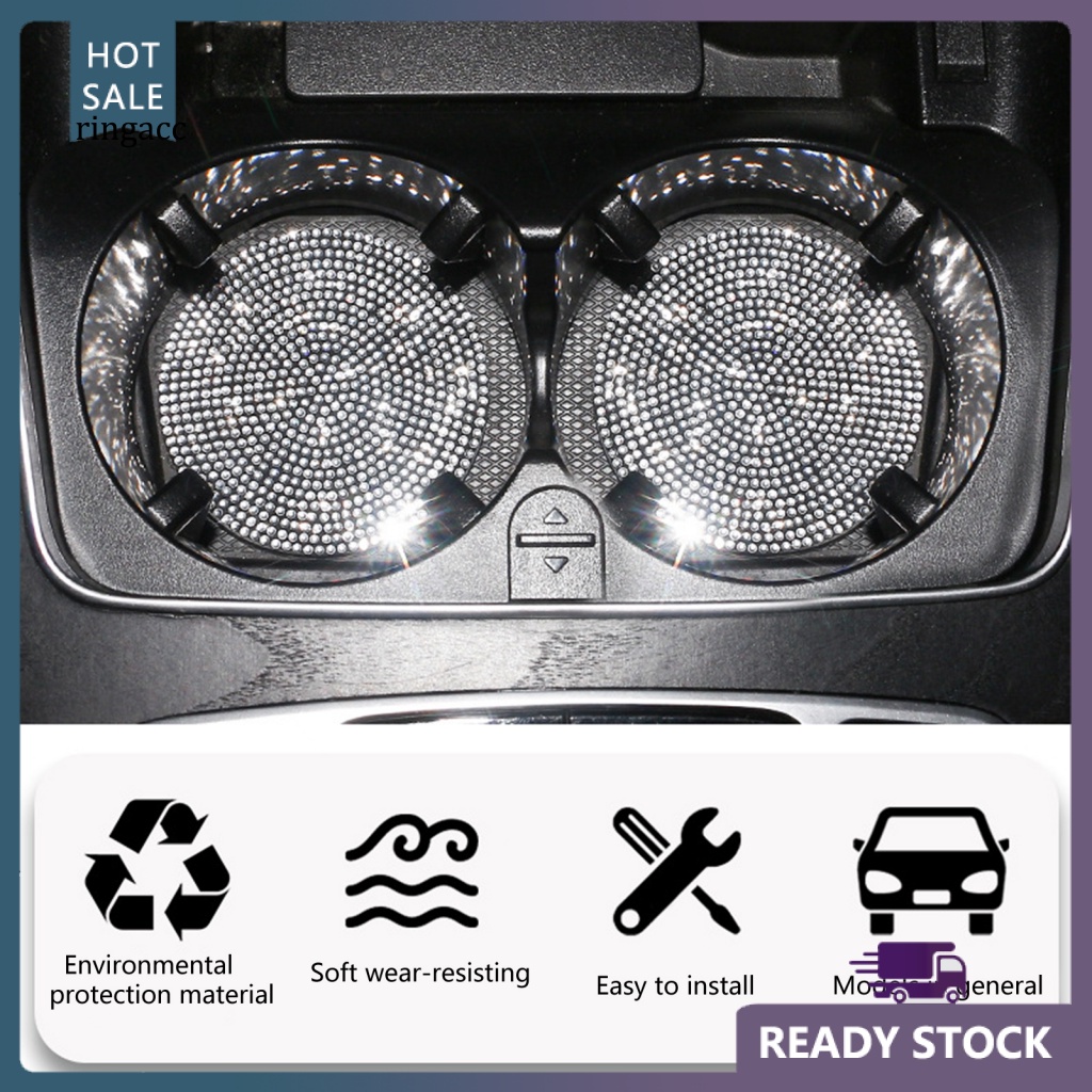 Rga Đế Lót Ly Hình Tròn Đính Đá Chống Trầy Chịu Nhiệt Dùng Hàng Ngày Cho Xe Hơi