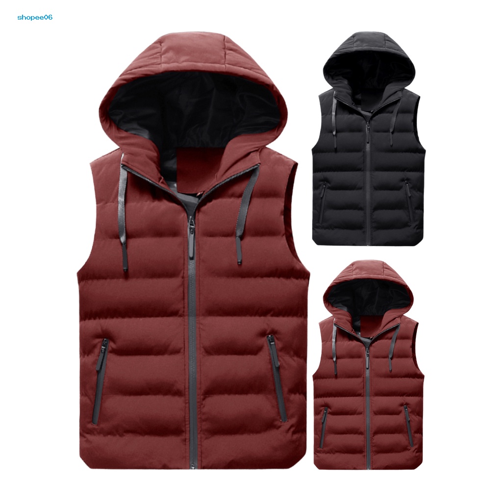 Áo Khoác Phao Sát Nách Có Nón Trùm Lót Cotton Mềm Mại Thời Trang Thu Đông Cho Nam