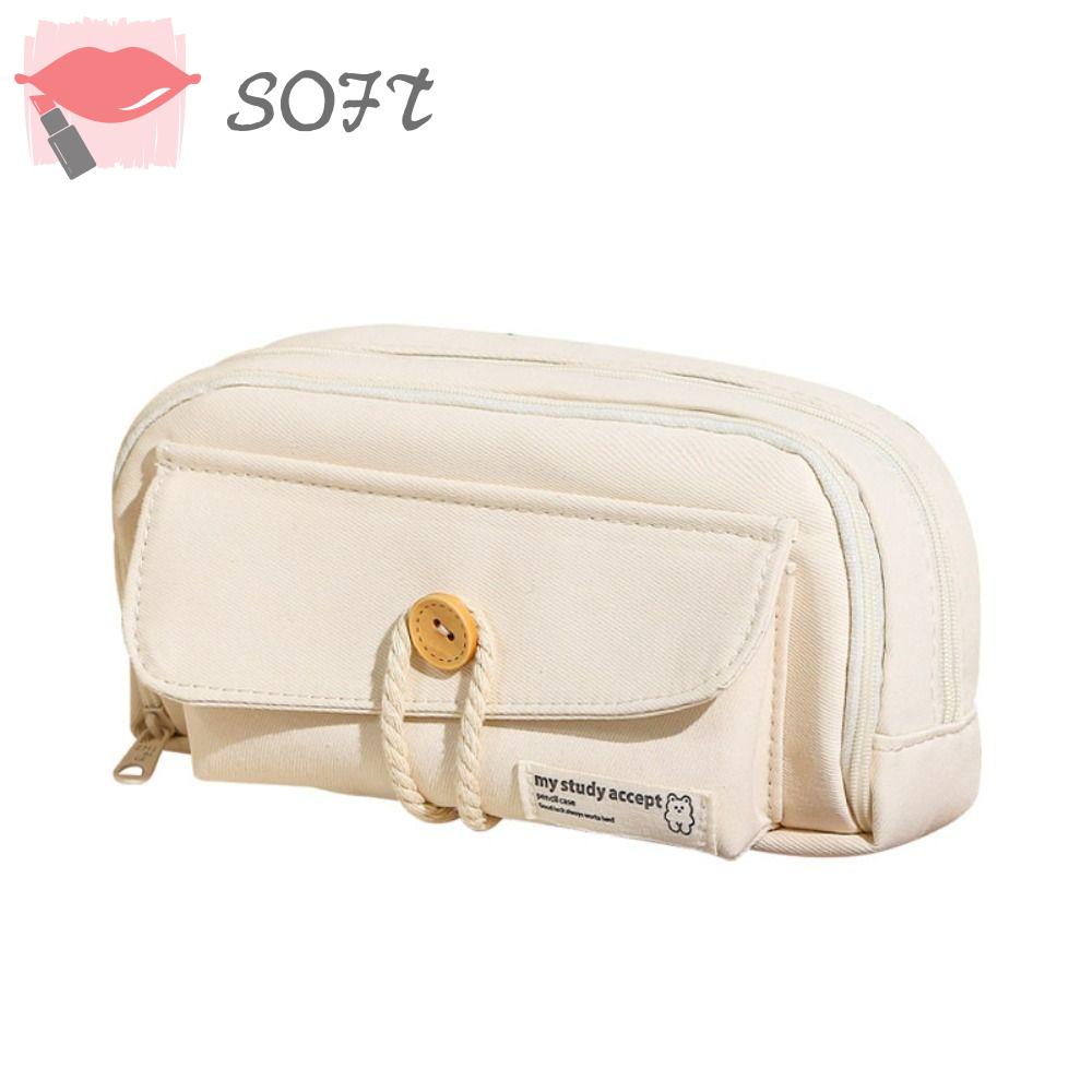 SOFTNESS Túi Đựng Bút Bằng Vải Sức Chứa Lớn Đa Năng Chất Lượng Cao Cho Học Sinh