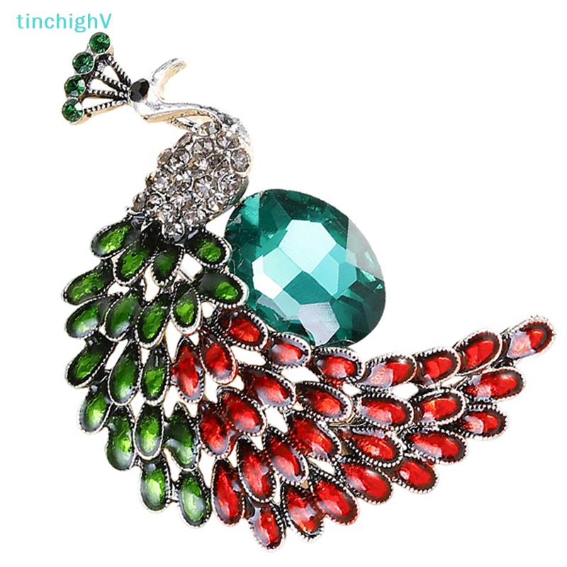 [TinchighV] Trâm Cài Áo Hình Chim Công Đính Đá Đỏ Cổ Điển Cho Nữ [Mới]