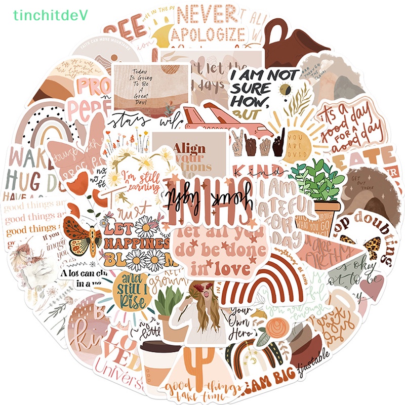 Bộ 50 Miếng Dán Hoạt Hình Graffiti Truyền Cảm Hứng Trang Trí Xe Hơi / Vali / Laptop / Tủ Lạnh DIY