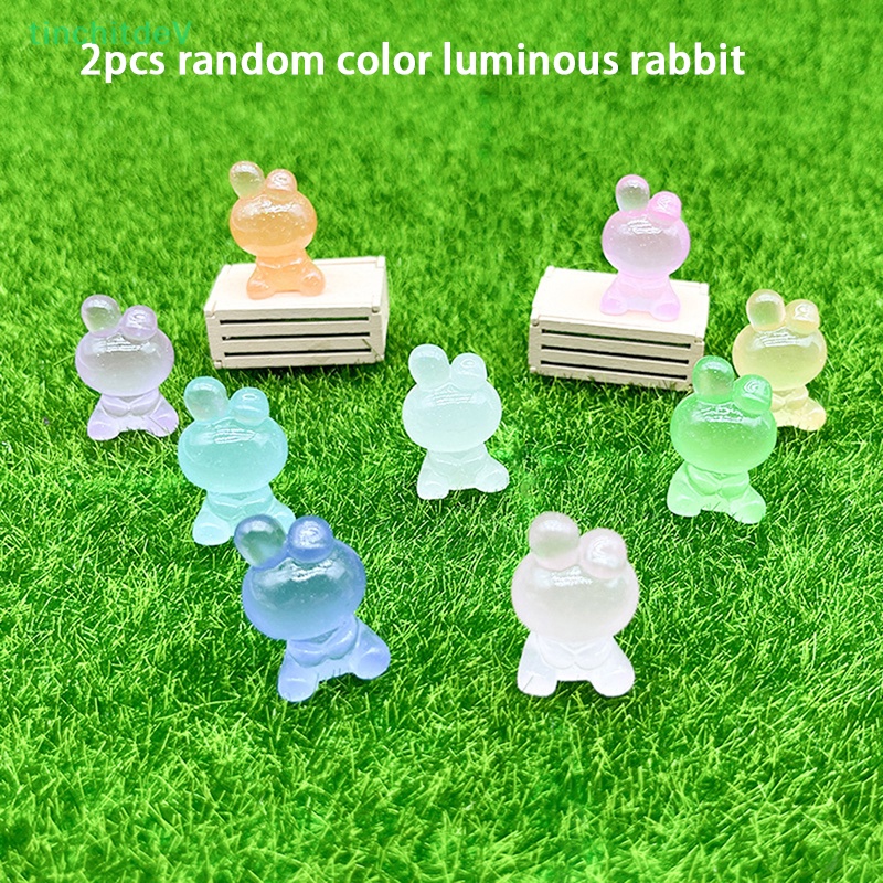 [TinchitdeV] Bộ 2 Thỏ Nhựa Dạ Quang Mini Dễ Thương Trang Trí Xe Hơi