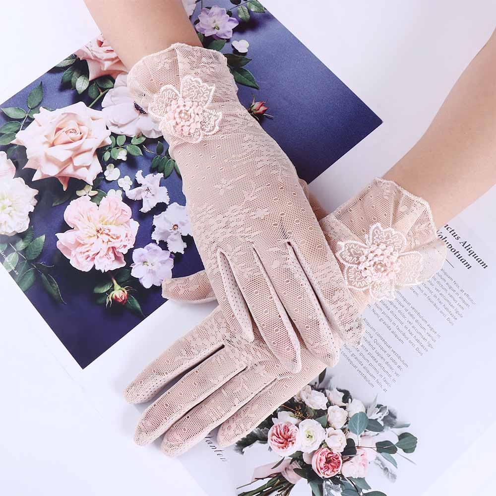 Găng Tay Chống Nắng Vải Lụa Phối Ren Co Giãn Bảo Vệ Toàn Diện Màn Hình Cảm Ứng Dành Cho Bạn Nữ