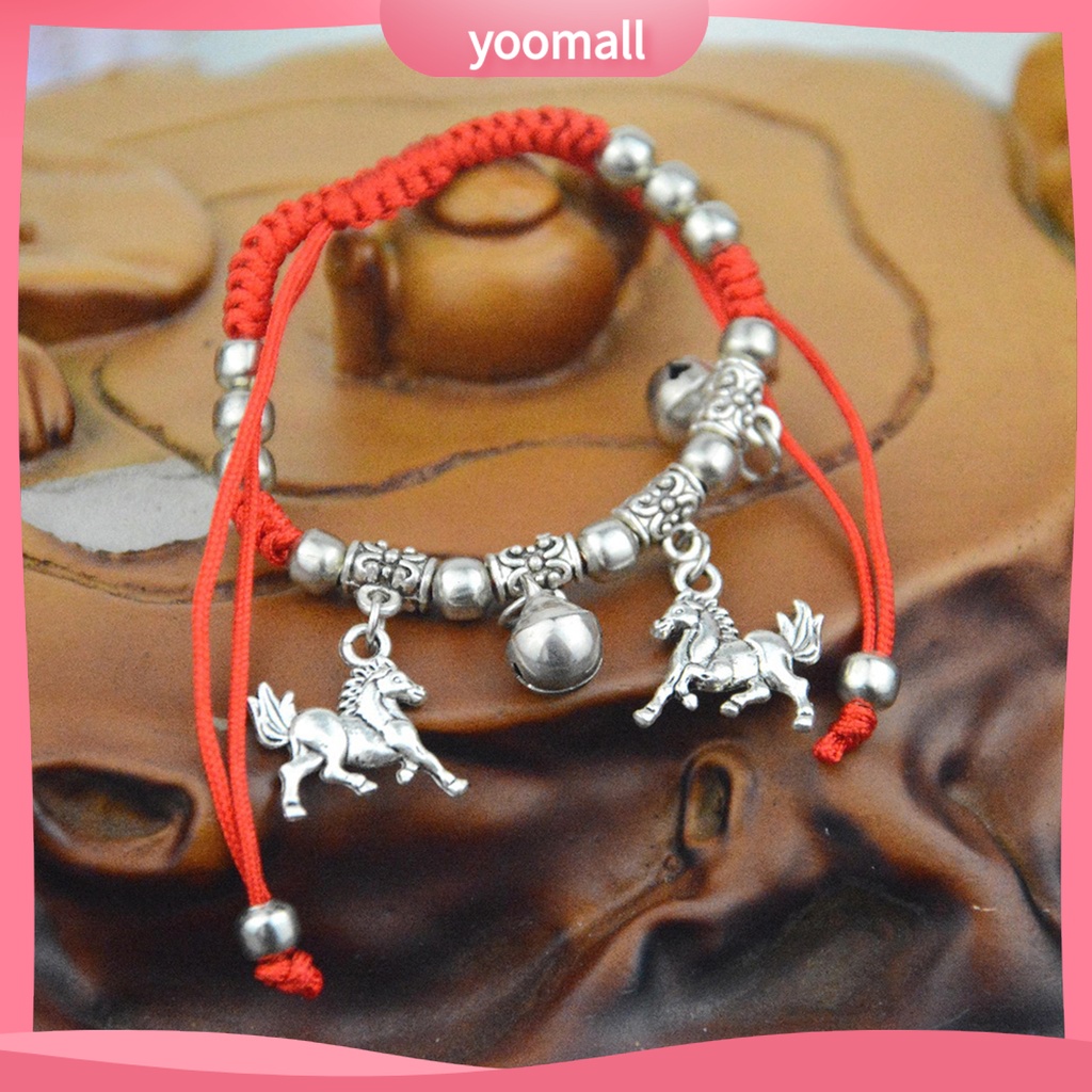 Vòng Đeo Tay Chuỗi Hạt Hình Bắp / Ngựa / Voi Bằng Cotton Thời Trang Năm Mới