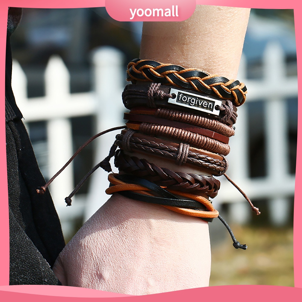 Set 6 Vòng Tay Giả Da Thời Trang Cho Nam