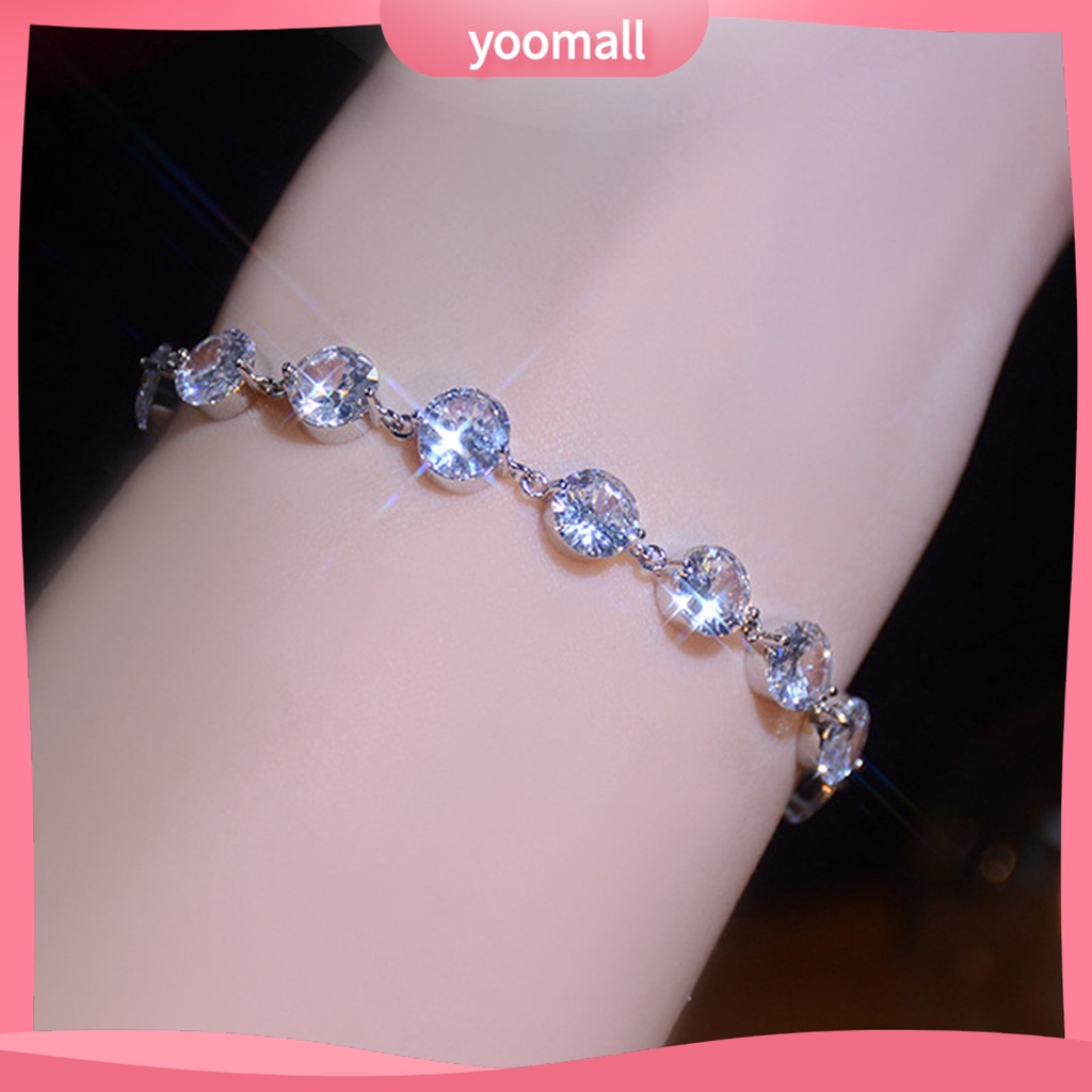 Vòng Tay Đính Đá Zircon Lấp Lánh Thời Trang Có Thể Điều Chỉnh