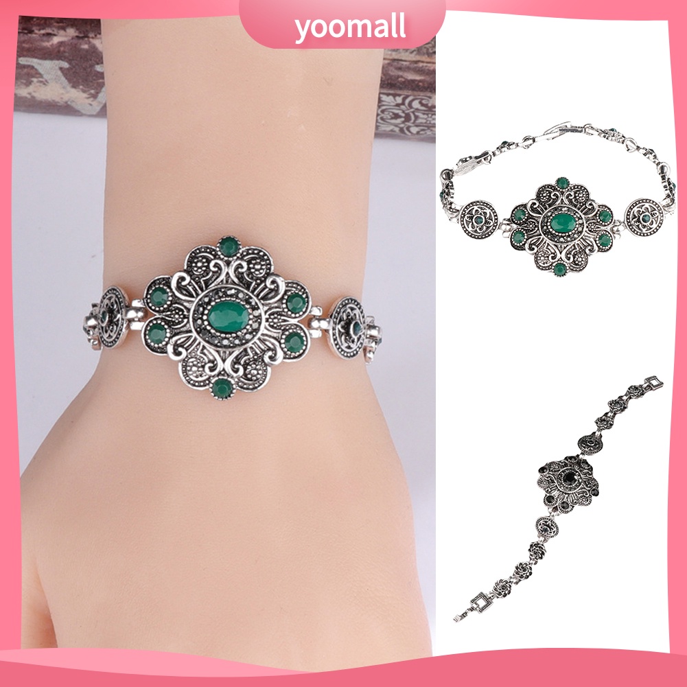 Vòng Tay Đính Đá Quý Nhân Tạo Hình Hoa Phong Cách Vintage Dành Cho Nữ